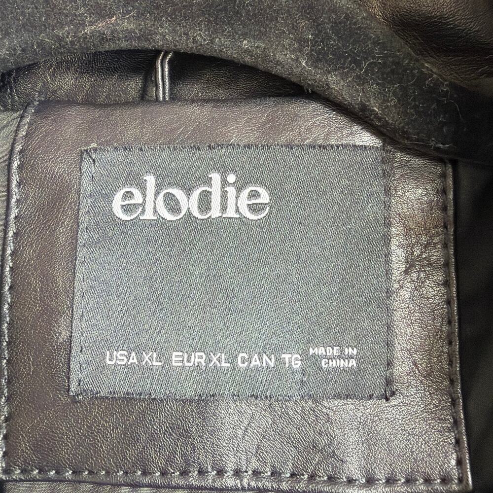 Elodie Black Asymmetrical Belted Moto Faux Leather Jacket XL - Picture 8 of 10